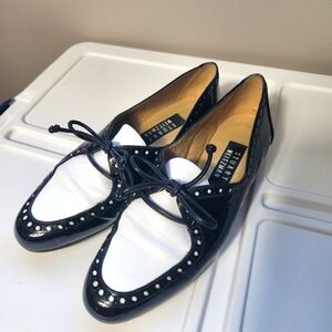 STUART WEITZMAN AUTH Vintage Women Black White Patent Leather Lace Up Oxford 6